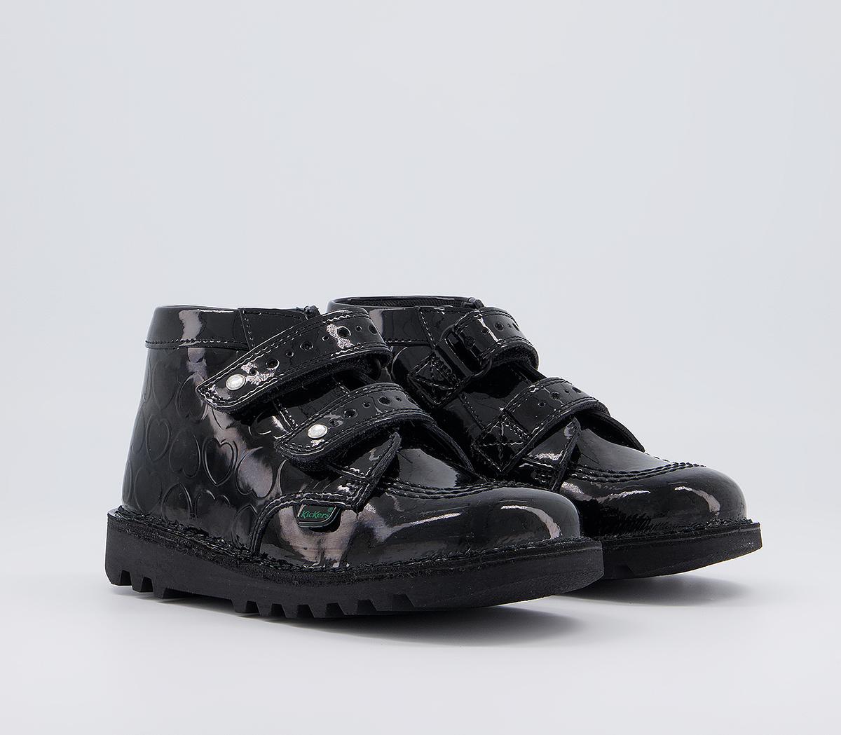 Kickers Kick Hi V Infant Boots Kickers Kick Hi V Infant Boots Black Patent Heart Leather