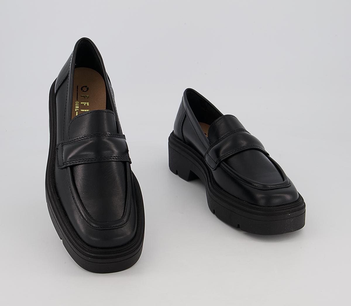 OFFICE Farnham Chunky Loafers Black Leather - OFFICE Girl