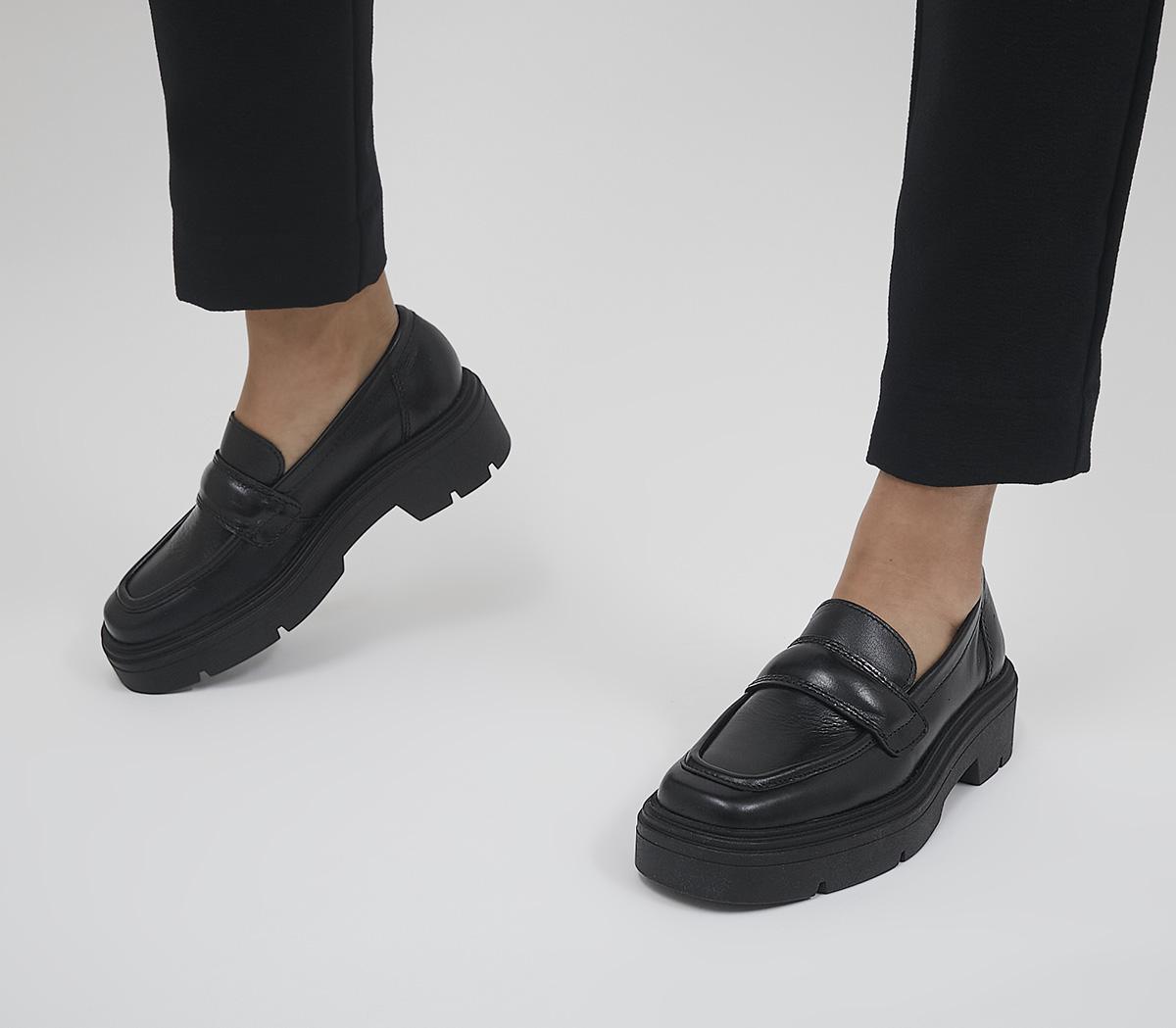 OFFICE Farnham Chunky Loafers Black Leather - OFFICE Girl