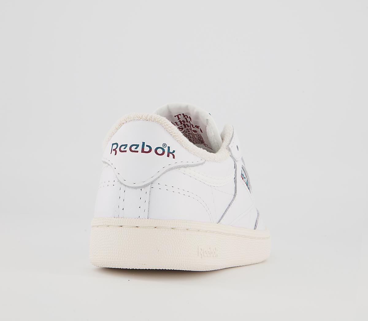 Reebok Club C 85 Vintage Trainers Reebok Club C 85 Vintage Trainers White Seasport Teal Classic Burgundy