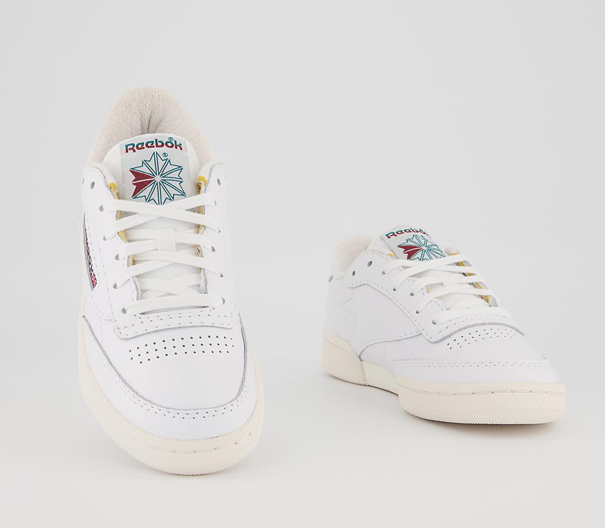 Reebok Club C 85 Vintage Trainers Reebok Club C 85 Vintage Trainers White Seasport Teal Classic Burgundy