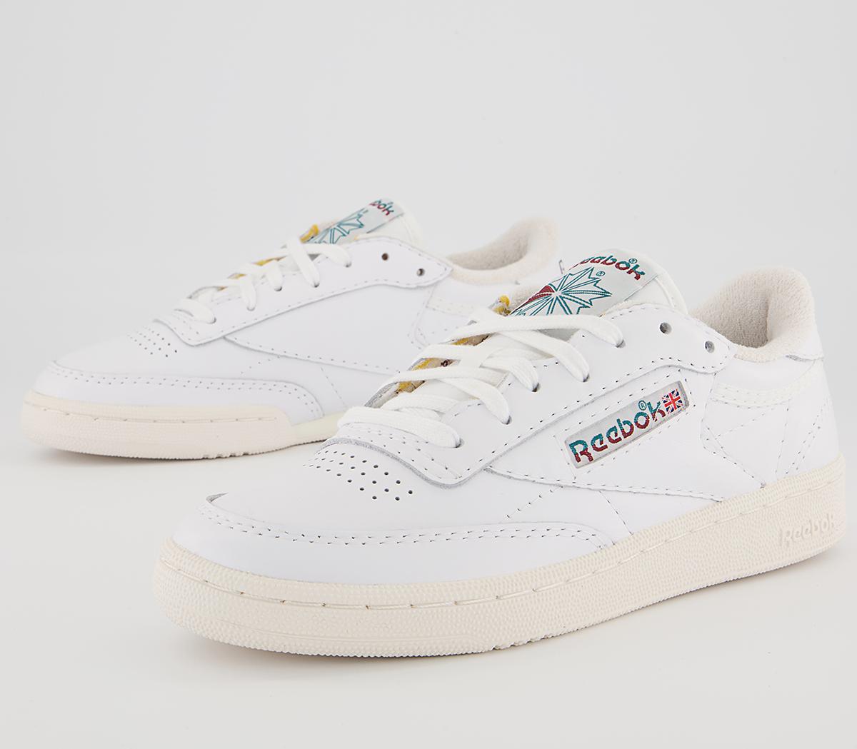 Reebok Club C 85 Vintage Trainers Reebok Club C 85 Vintage Trainers White Seasport Teal Classic Burgundy