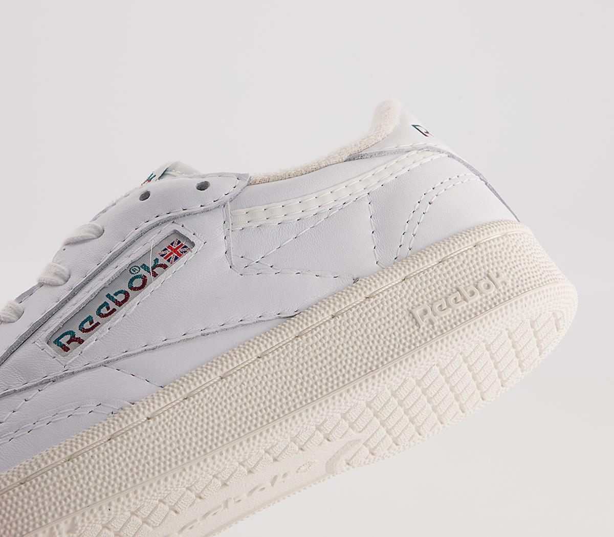 Reebok Club C 85 Vintage Trainers Reebok Club C 85 Vintage Trainers White Seasport Teal Classic Burgundy