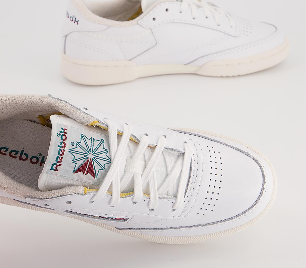 Reebok Club C 85 Vintage Trainers Reebok Club C 85 Vintage Trainers White Seasport Teal Classic Burgundy