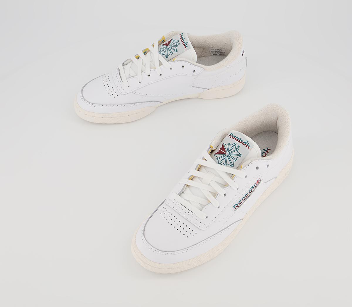Reebok Club C 85 Vintage Trainers Reebok Club C 85 Vintage Trainers White Seasport Teal Classic Burgundy
