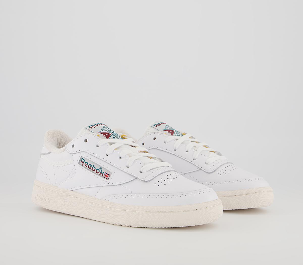 Reebok Club C 85 Vintage Trainers Reebok Club C 85 Vintage Trainers White Seasport Teal Classic Burgundy