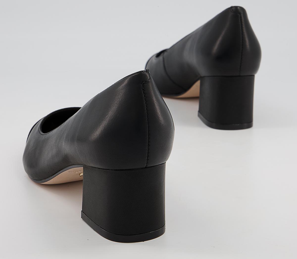 Office Mindy Toe Cap Low Point Heels Office Mindy Toe Cap Low Point Heels Black Leather With Patent Toe Cap