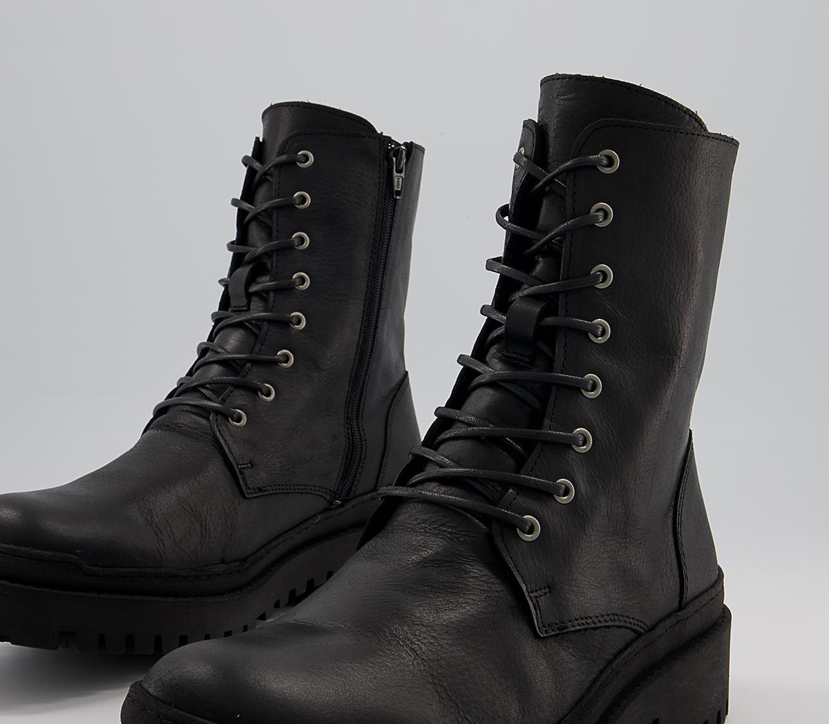 Office Basti Biker Lace Up Boots Office Basti Biker Lace Up Boots Black
