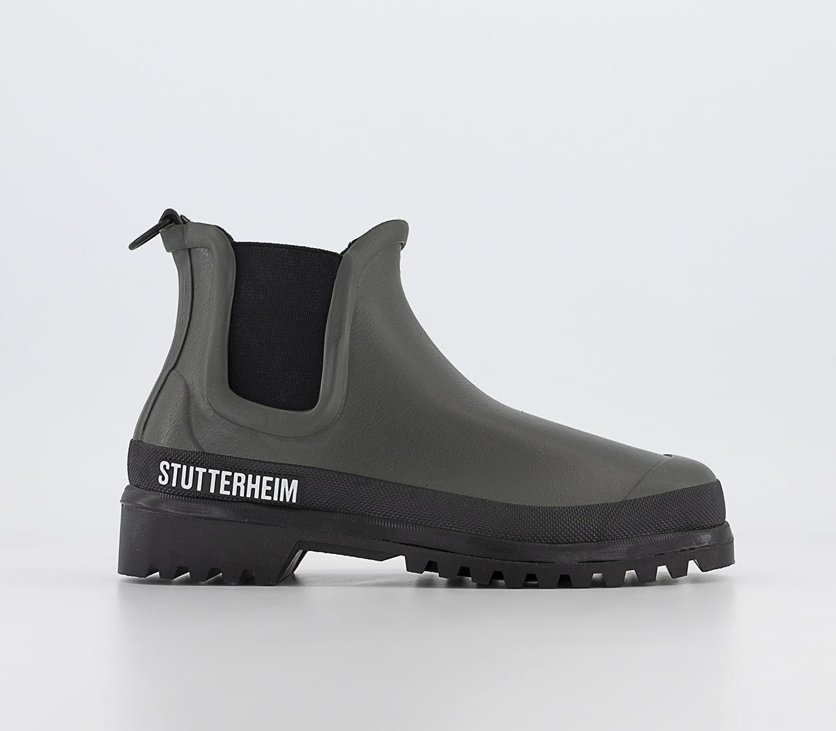 Stutterheim Rain Walker Chelsea Boots Khaki Black Women's Ankle Boots