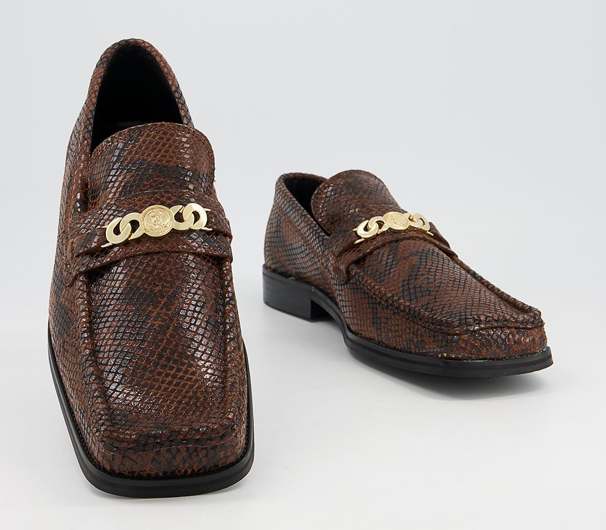 Office Marlin Square Toe Chain Loafers Office Marlin Square Toe Chain Loafers Brown Snake