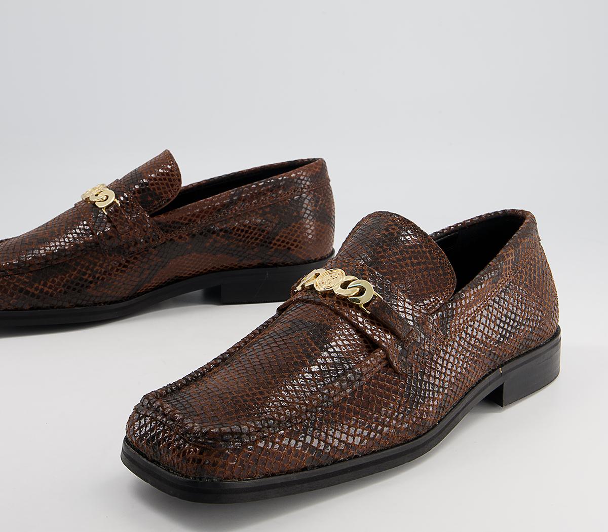 Office Marlin Square Toe Chain Loafers Office Marlin Square Toe Chain Loafers Brown Snake