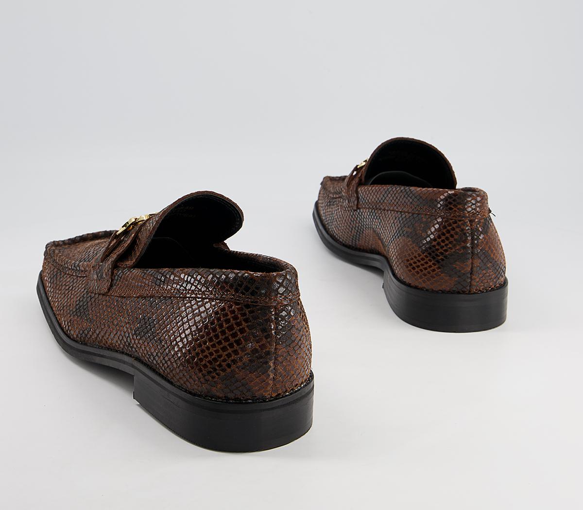 Office Marlin Square Toe Chain Loafers Office Marlin Square Toe Chain Loafers Brown Snake