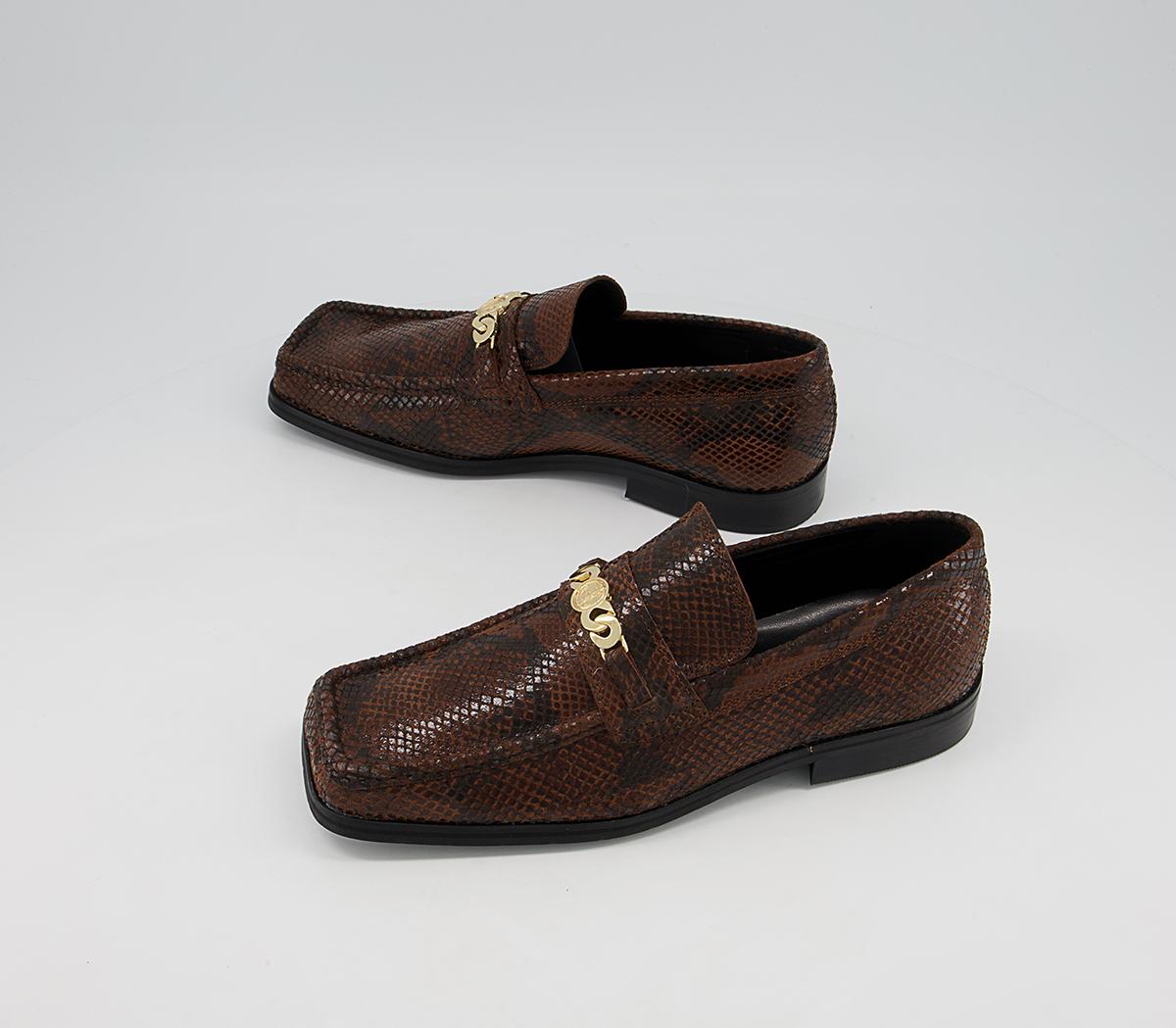 Office Marlin Square Toe Chain Loafers Office Marlin Square Toe Chain Loafers Brown Snake