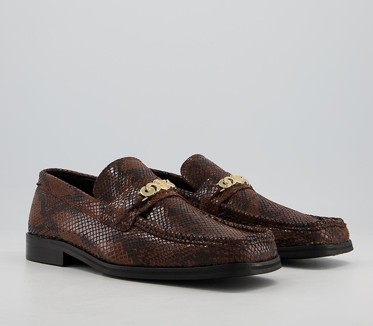 Office Marlin Square Toe Chain Loafers Office Marlin Square Toe Chain Loafers Brown Snake