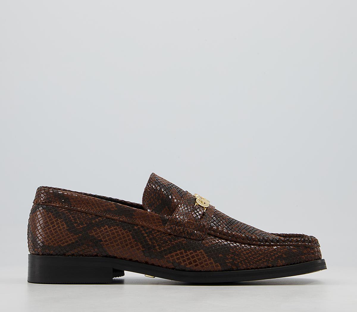 OfficeMarlin Square Toe Chain LoafersBrown Snake