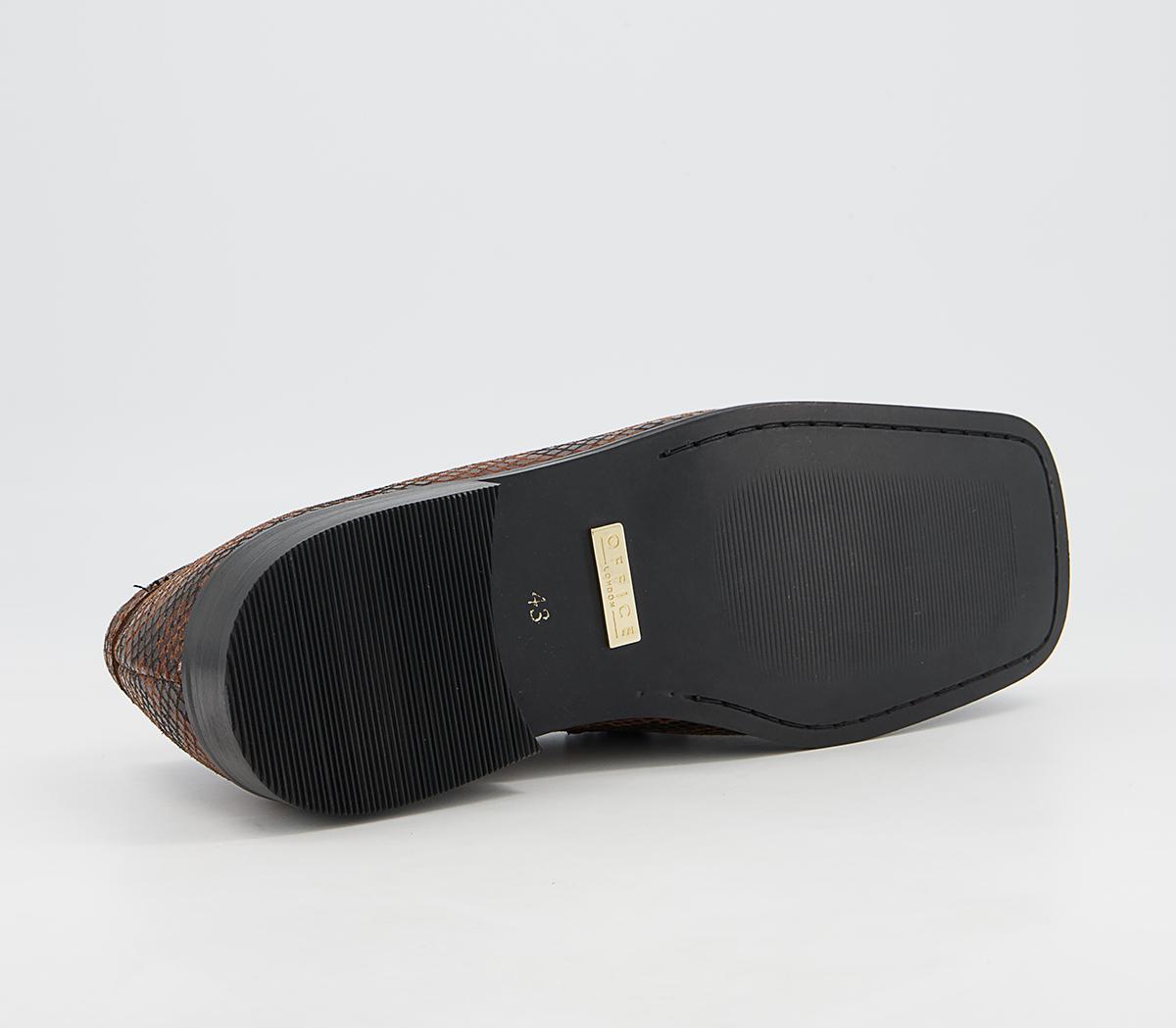 Office Marlin Square Toe Chain Loafers Office Marlin Square Toe Chain Loafers Brown Snake