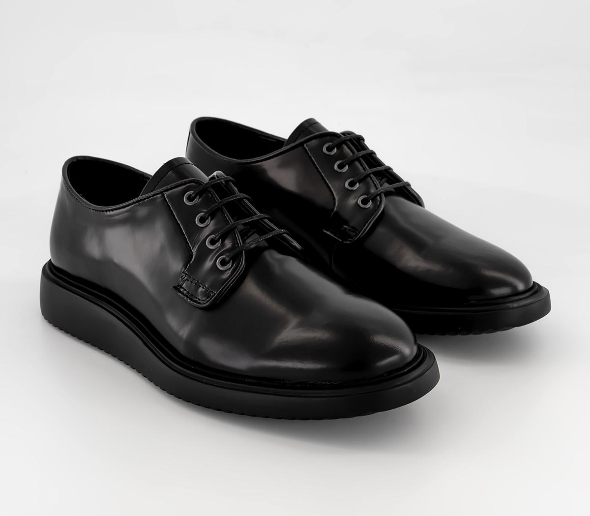 OFFICE Monty Gibson Wedge Formal Shoes Black High Shine Men’s Smart Shoes