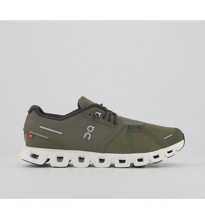 On Running Cloud 5 Trainers Olive White In Green