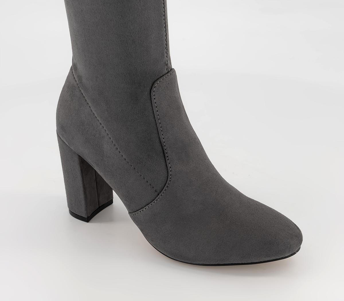 OFFICE Katie Over The Knee Stretch Boots Grey - Knee High Boots
