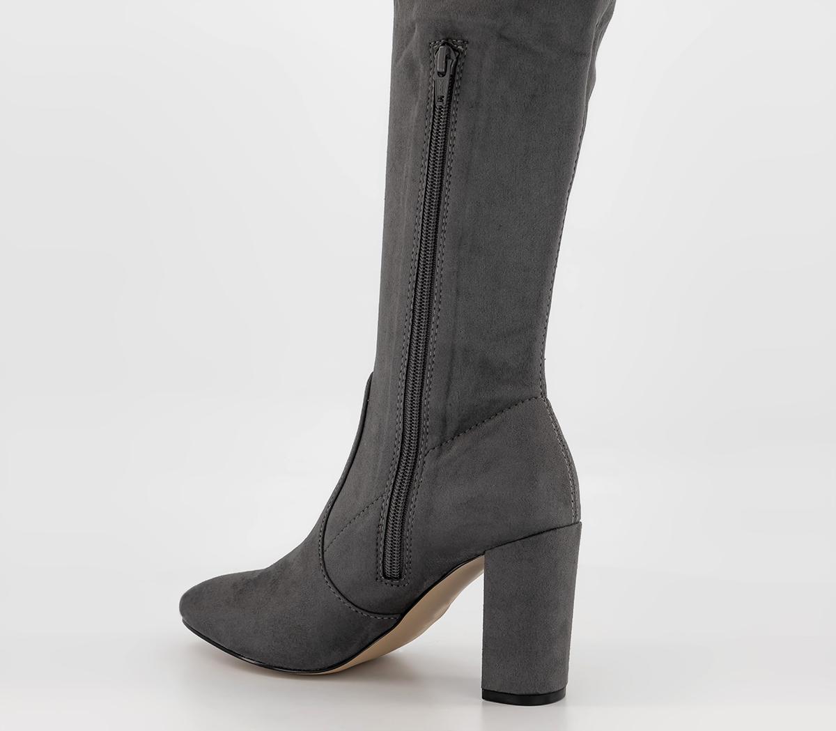 OFFICEKatie Over The Knee Stretch BootsGrey