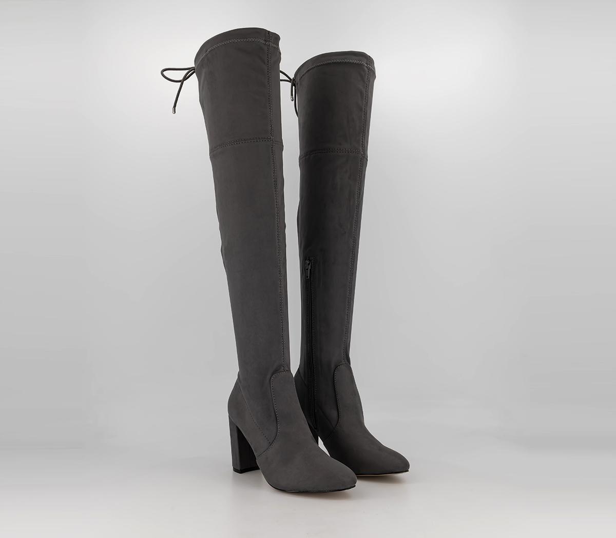 OFFICEKatie Over The Knee Stretch BootsGrey
