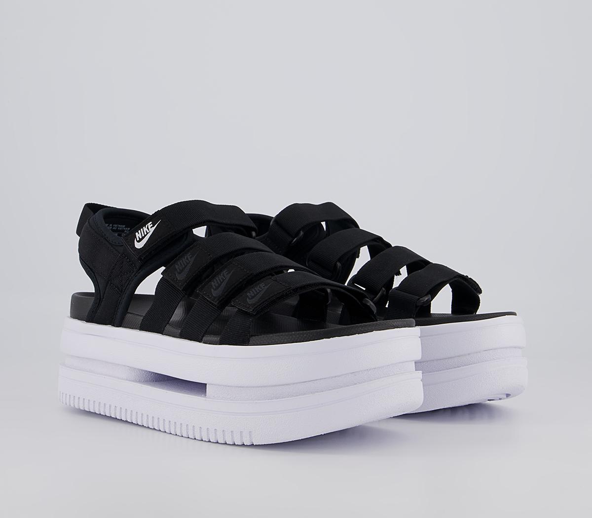nike sandals white and black