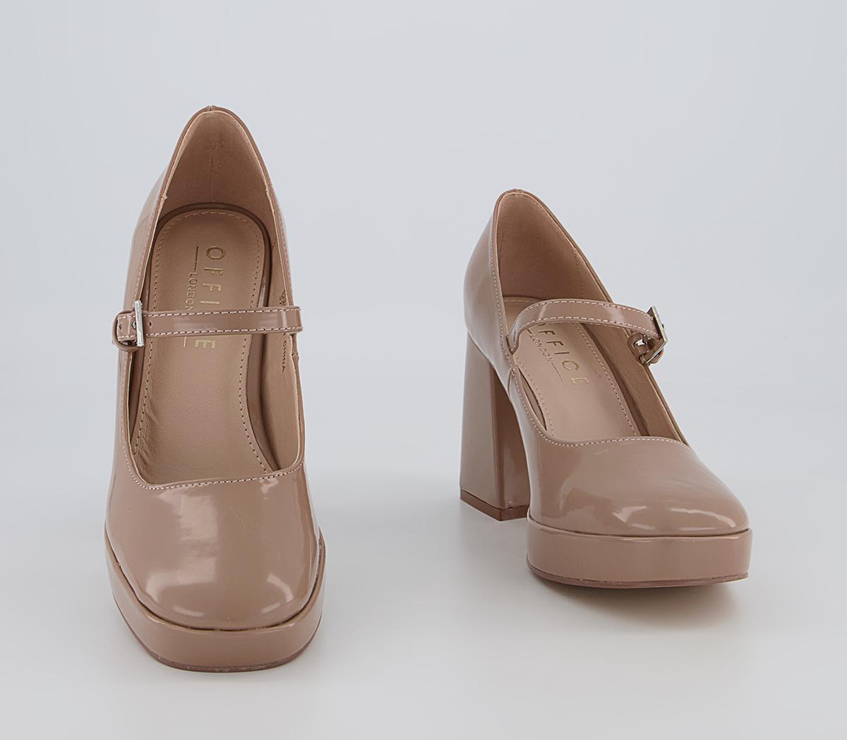 OFFICEHaya Mary Jane Platform Block High HeelsTaupe Patent