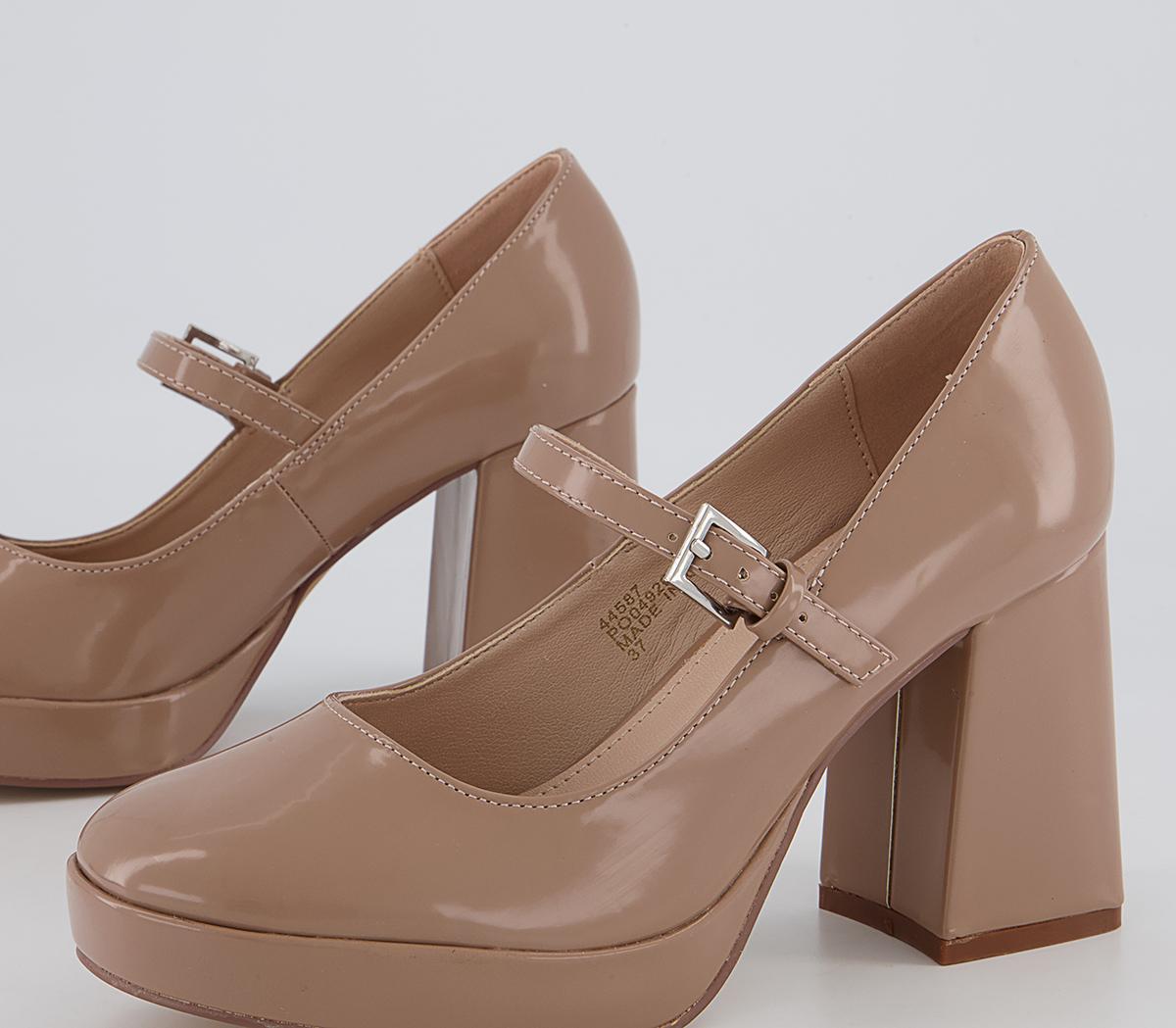 OFFICEHaya Mary Jane Platform Block High HeelsTaupe Patent
