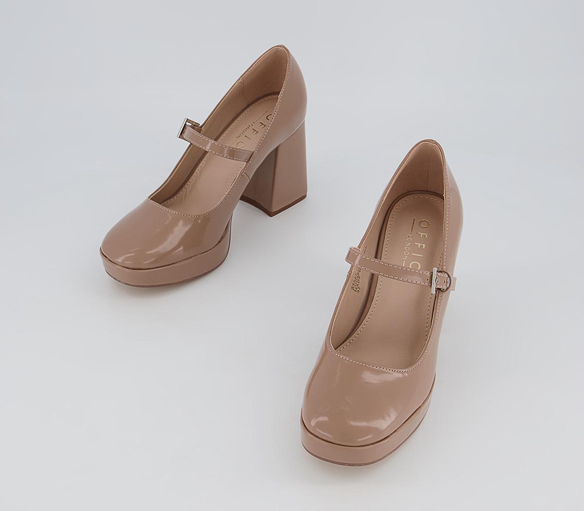 OFFICEHaya Mary Jane Platform Block High HeelsTaupe Patent