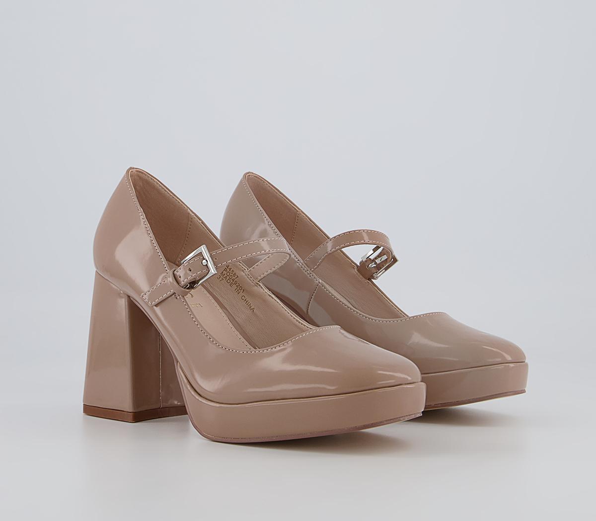 OFFICEHaya Mary Jane Platform Block High HeelsTaupe Patent