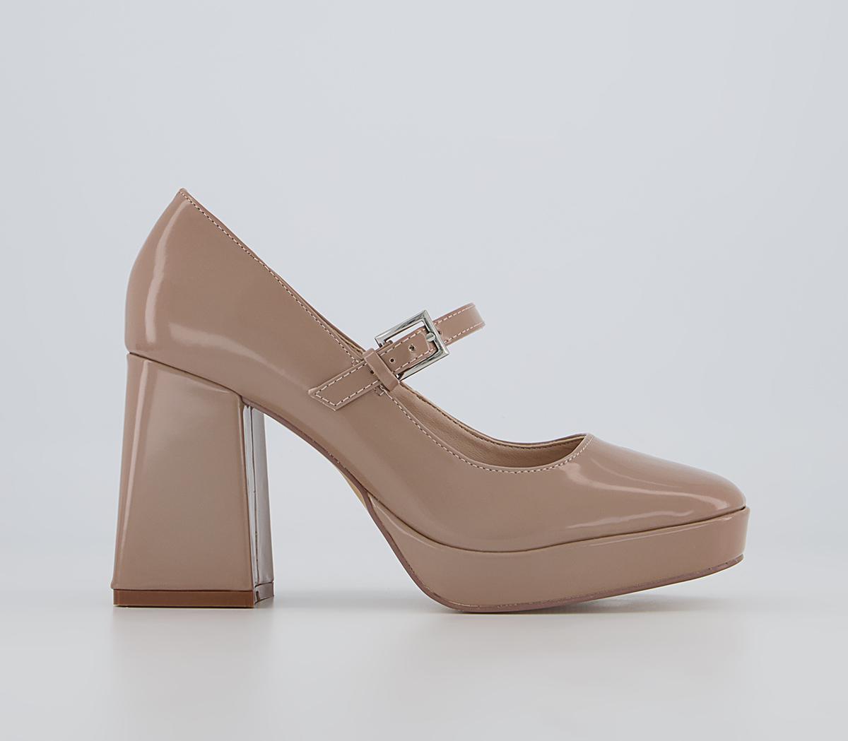 OFFICEHaya Mary Jane Platform Block High HeelsTaupe Patent
