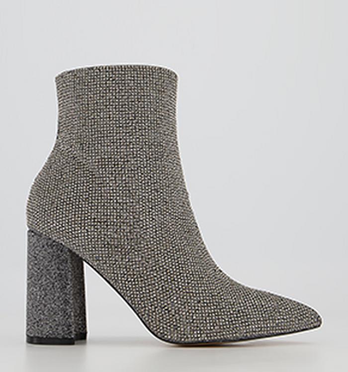 Office Alessa Embellished Block Heel Ankle Boots Pewter