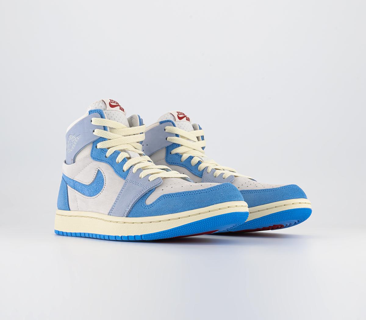 JordanAir Jordan 1 Zoom Comfort TrainersPhantom University Blue Ice Blue Gym Red Muslin Co