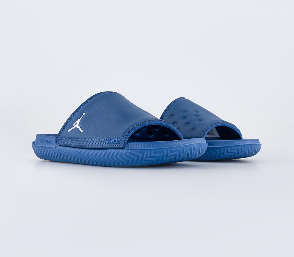 blue jordan flip flops