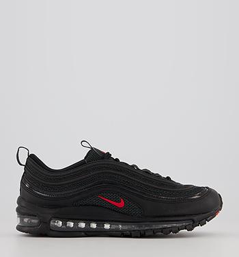 black nike trainers with red tick