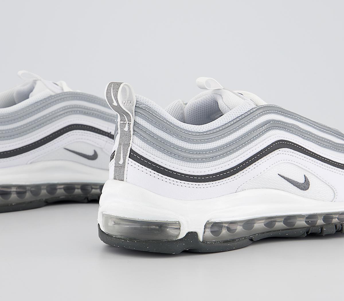 Nike Air Max 97 Trainers White Dark Grey Metallic Silver - Nike Air Max