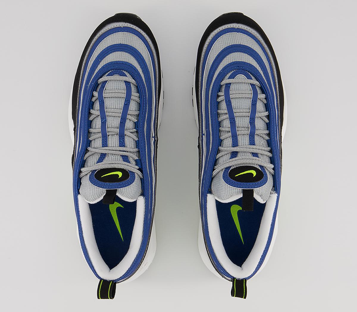 Nike Air Max 97 Trainers Nike Air Max 97 Trainers Atlantic Blue Voltage Yellow Metallic Silver Black