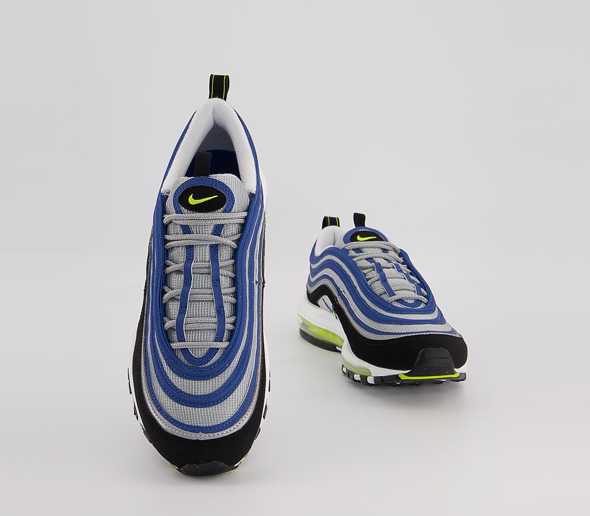 Nike Air Max 97 Trainers Nike Air Max 97 Trainers Atlantic Blue Voltage Yellow Metallic Silver Black