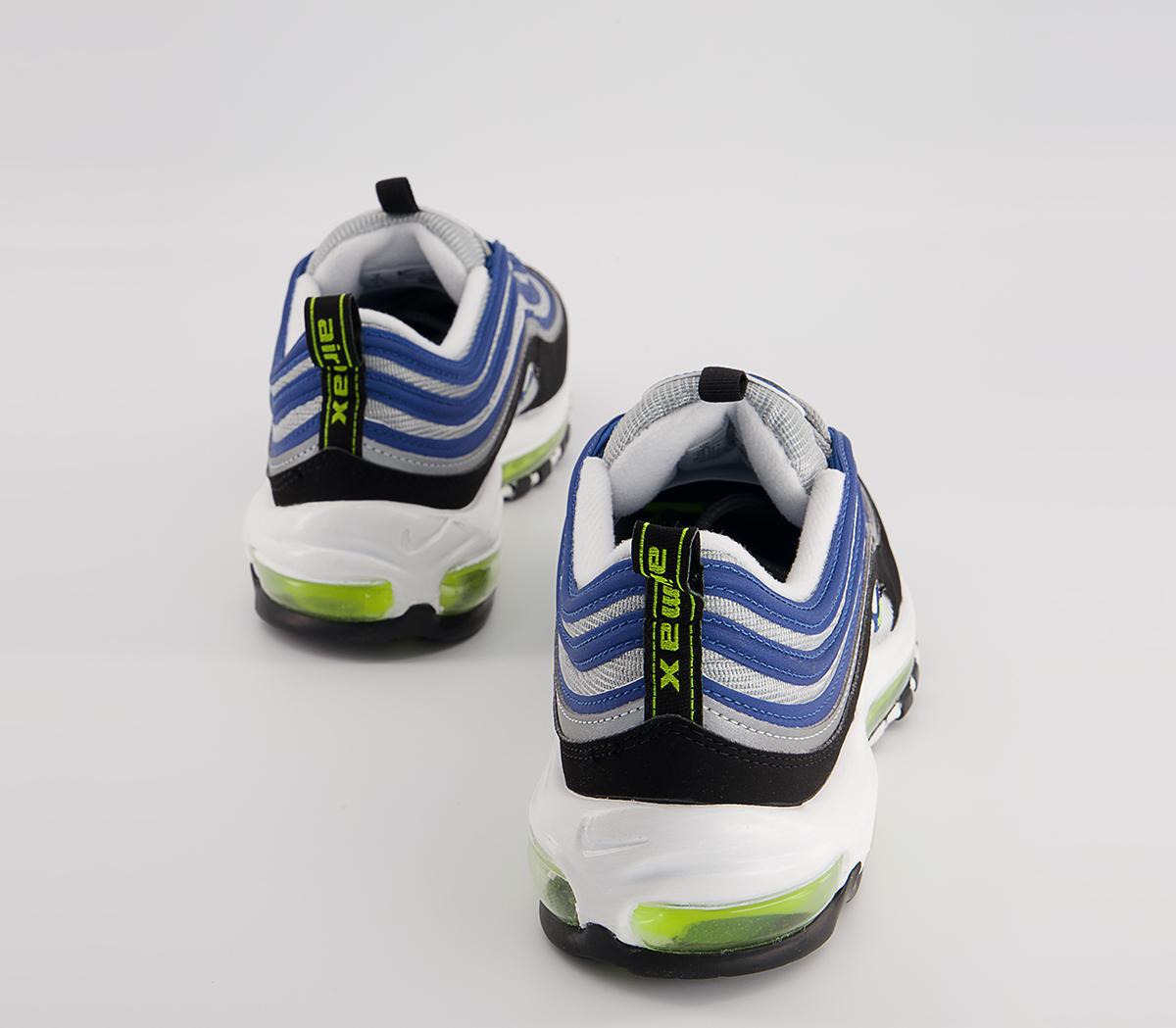 Nike Air Max 97 Trainers Nike Air Max 97 Trainers Atlantic Blue Voltage Yellow Metallic Silver Black