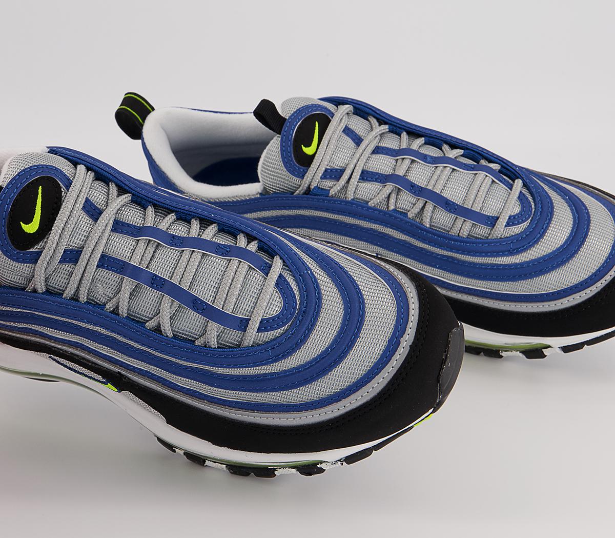 Nike Air Max 97 Trainers Nike Air Max 97 Trainers Atlantic Blue Voltage Yellow Metallic Silver Black