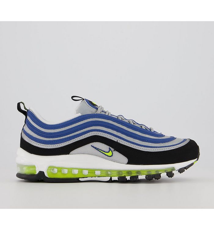 Nike Air Max 97 Trainers Atlantic Blue Voltage Yellow Silver Black Rubber,Blue,Multi