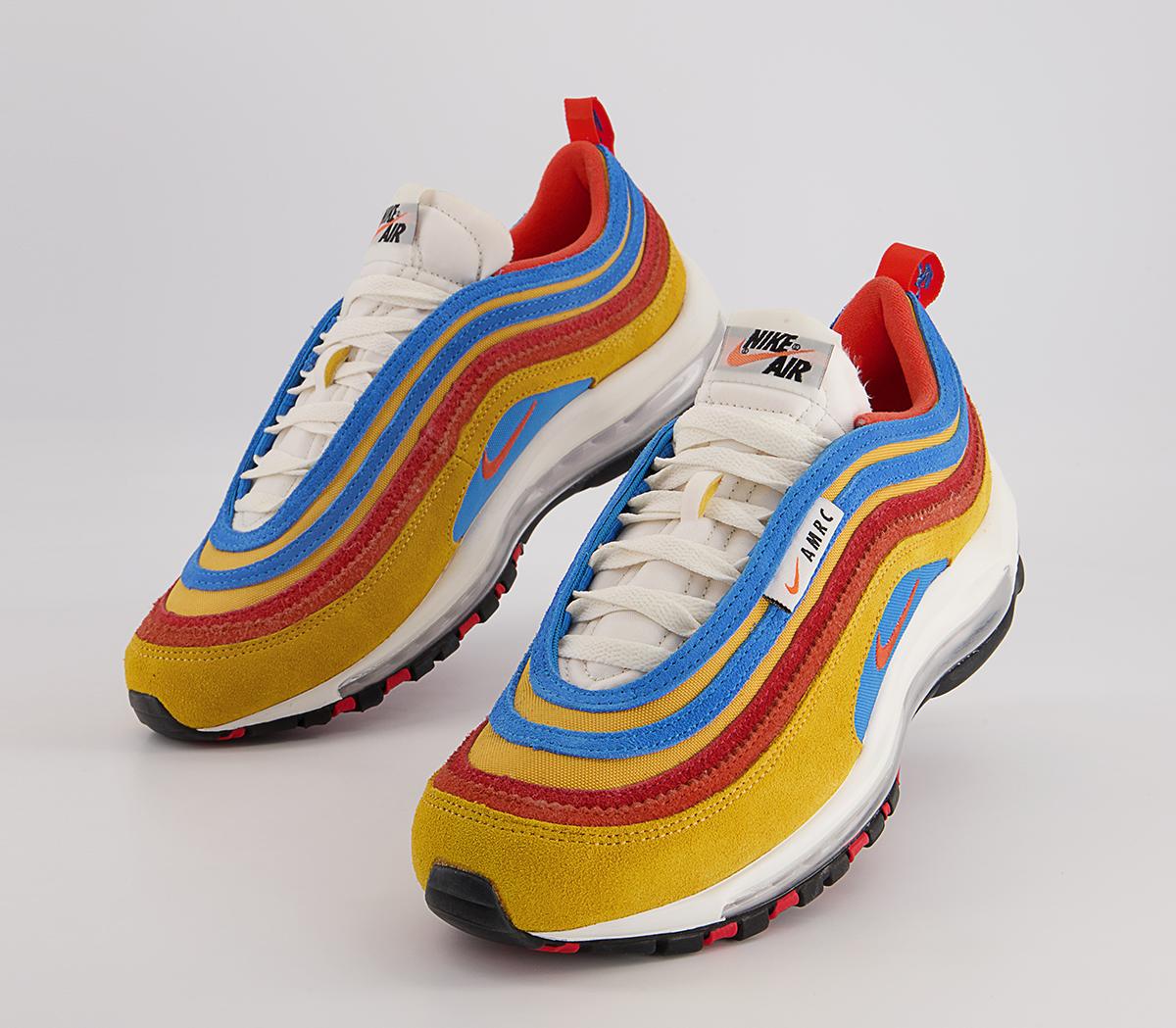 Nike Air Max 97 Trainers Nike Air Max 97 Trainers Pollen Orange Light Photo Blue Univ Red Sail
