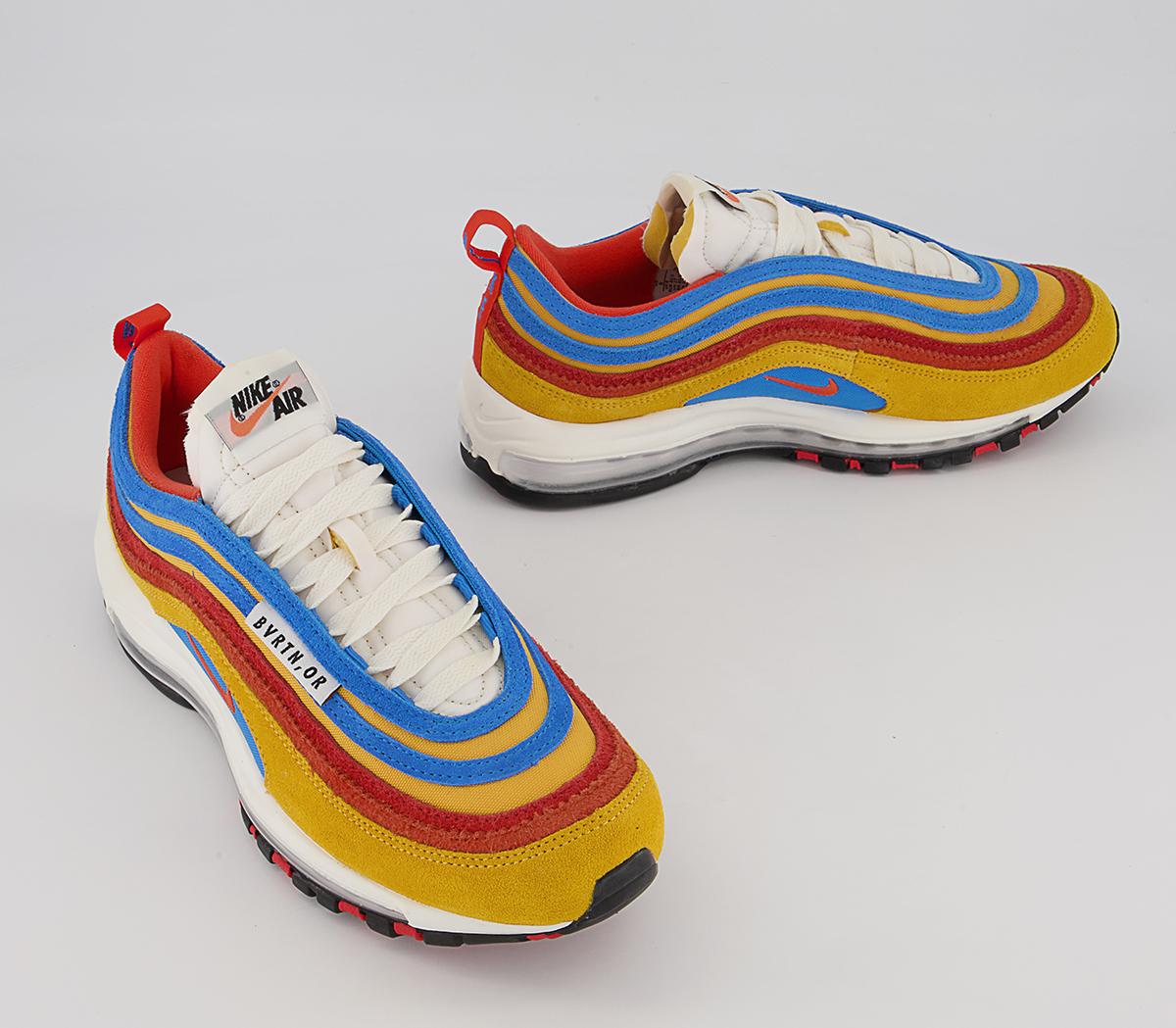 Nike Air Max 97 Trainers Nike Air Max 97 Trainers Pollen Orange Light Photo Blue Univ Red Sail