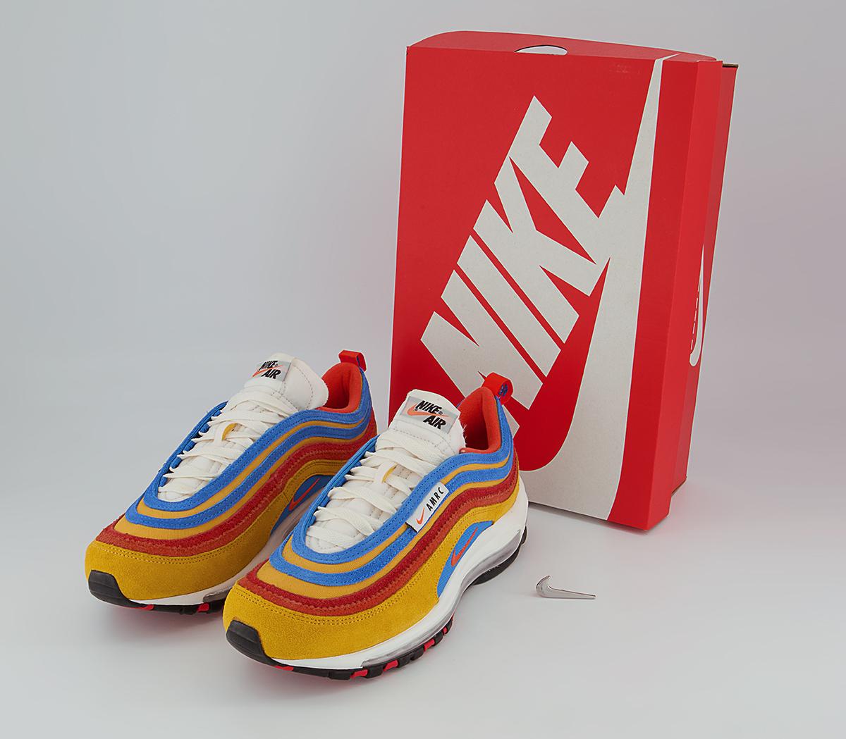 Nike Air Max 97 Trainers Nike Air Max 97 Trainers Pollen Orange Light Photo Blue Univ Red Sail
