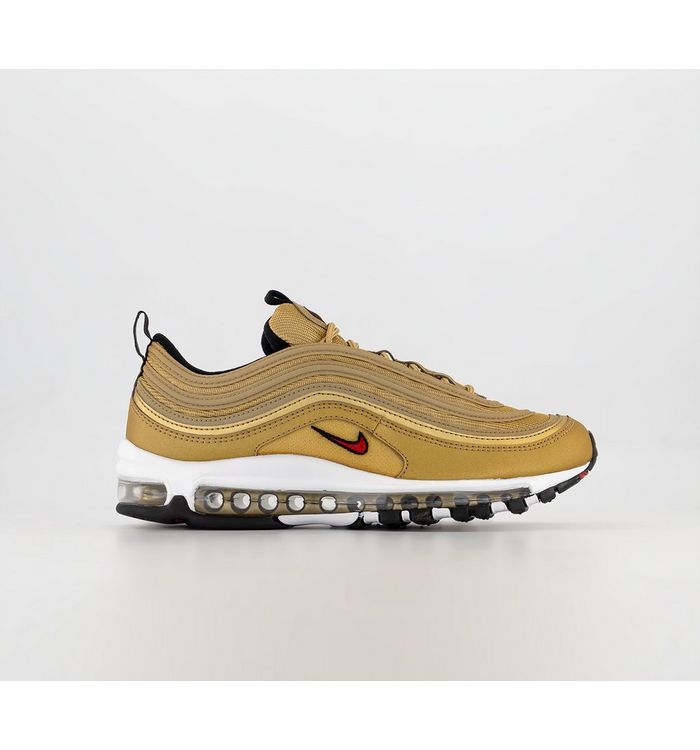 Nike Air Max 97 Trainers Gold Varsity Red Black White Rubber,Black,Multi