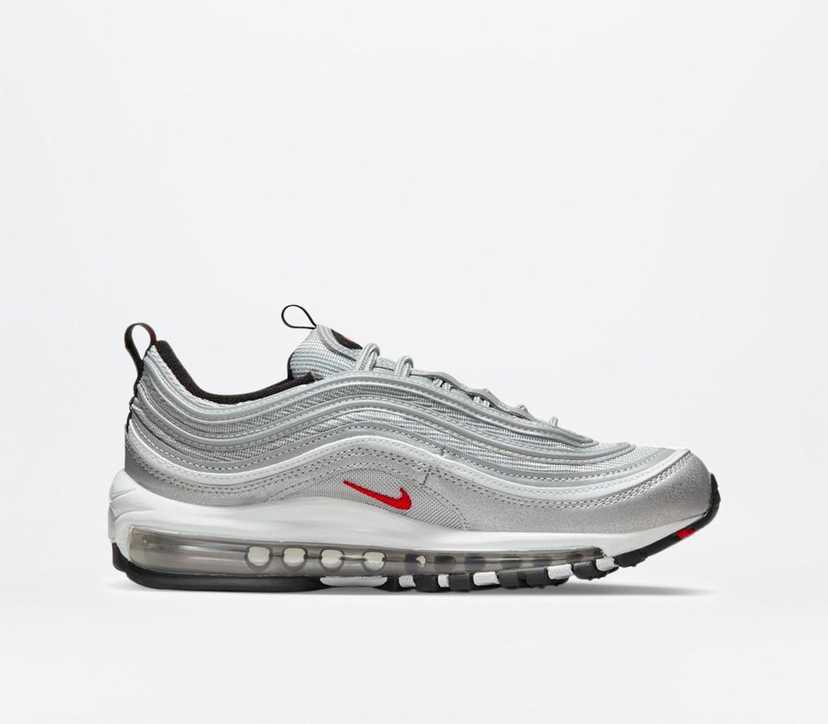 Nike Air Max 97 Trainers M Metallic Silver Red Black White - Trainers