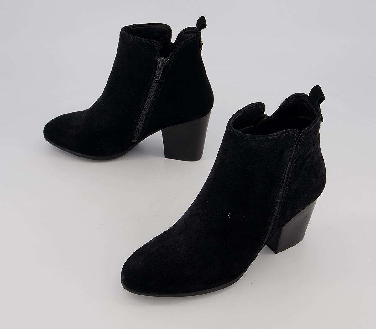 OFFICE Abide Western Heeled Ankle Boots Black Suede - Women's Ankle Boots