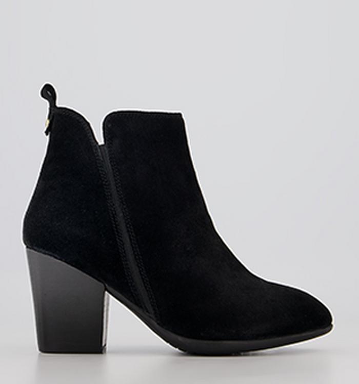Office Abide Western Heeled Ankle Boots Black Suede