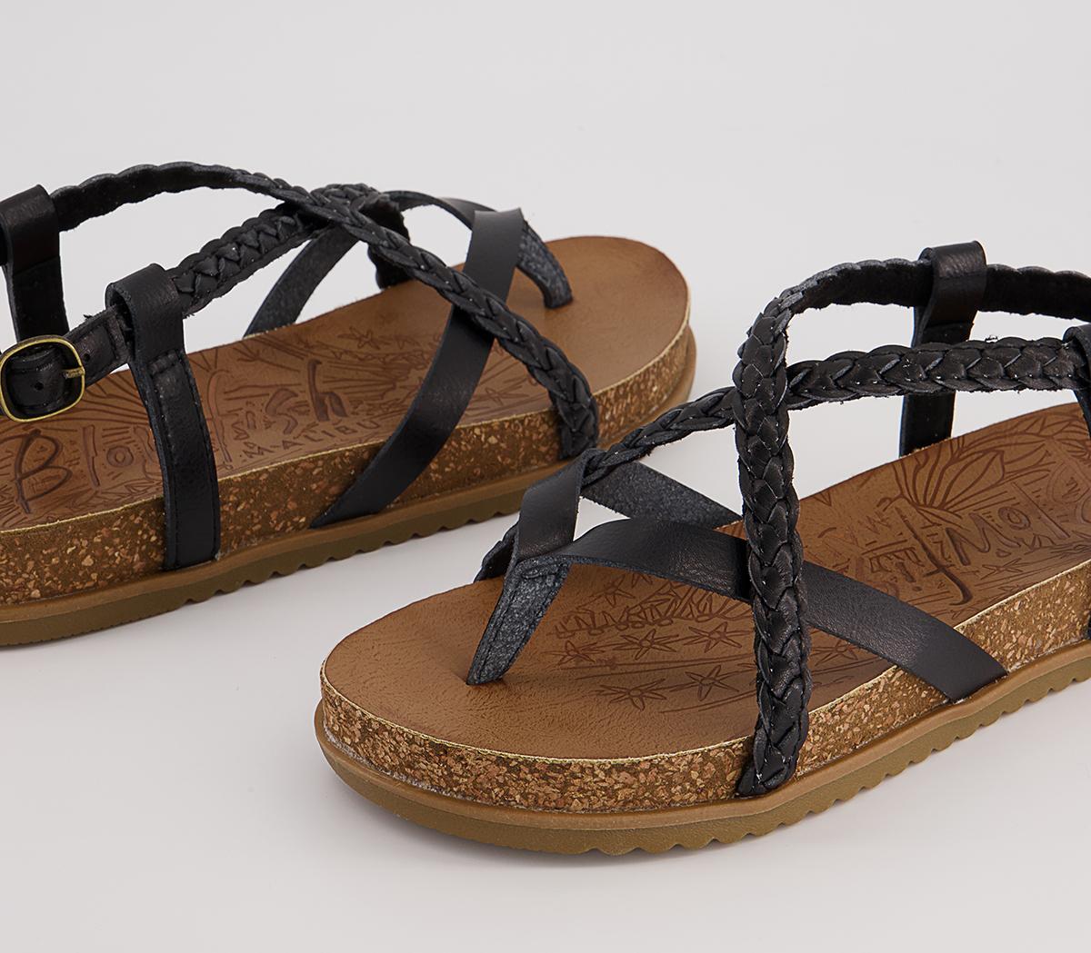 Blowfish Malibu Foxtail Braided Sandals Black Dye Cut - Women’s Sandals