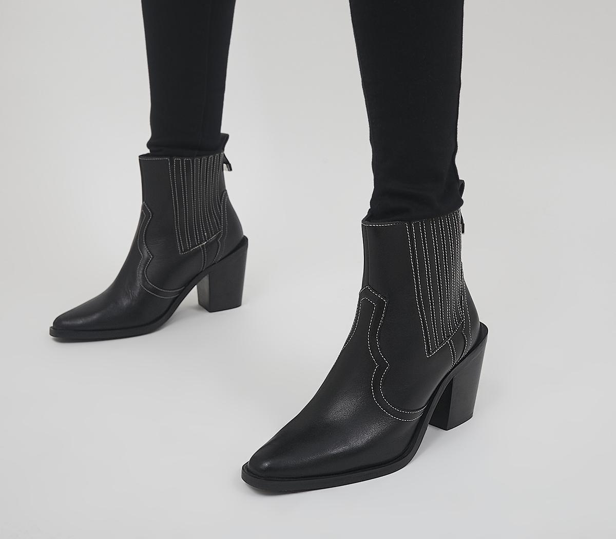 OfficeAnderson Western Chelsea Heeled Ankle BootsBlack Leather